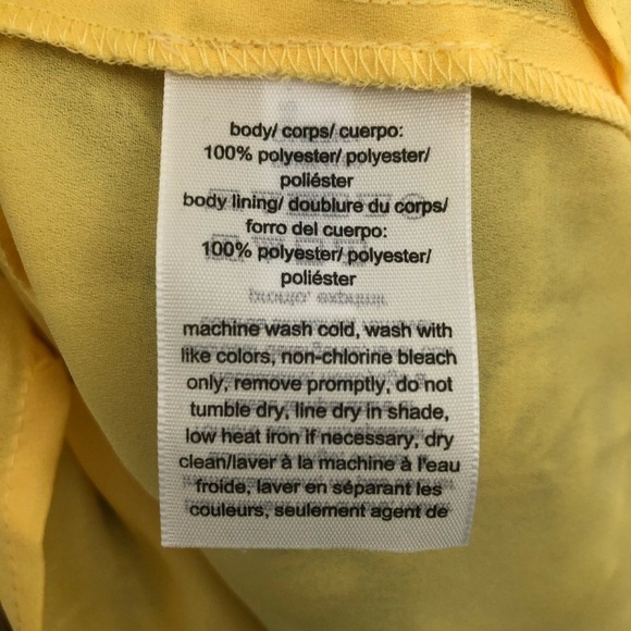 Tommy Hilfiger Large Dress Yellow Blue Floral Crinkle Chiffon Off-the-Shoulder - Picture 12 of 12